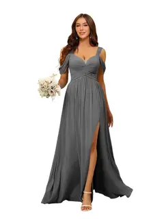 A-Line/Princess Chiffon Sweetheart Sleeveless Floor-Length Bridesmaid Dresses — view 12