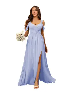 A-Line/Princess Chiffon Sweetheart Sleeveless Floor-Length Bridesmaid Dresses — view 16