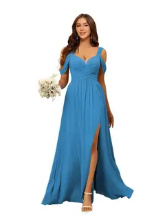 A-Line/Princess Chiffon Sweetheart Sleeveless Floor-Length Bridesmaid Dresses — view 18