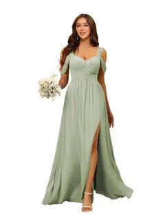 A-Line/Princess Chiffon Sweetheart Sleeveless Floor-Length Bridesmaid Dresses — view 19