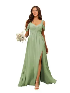 A-Line/Princess Chiffon Sweetheart Sleeveless Floor-Length Bridesmaid Dresses — view 20