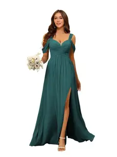 A-Line/Princess Chiffon Sweetheart Sleeveless Floor-Length Bridesmaid Dresses — view 22