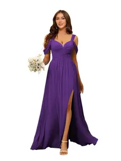 A-Line/Princess Chiffon Sweetheart Sleeveless Floor-Length Bridesmaid Dresses — view 24