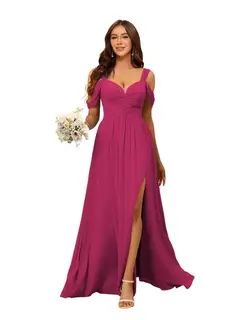 A-Line/Princess Chiffon Sweetheart Sleeveless Floor-Length Bridesmaid Dresses — view 25