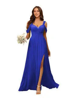 A-Line/Princess Chiffon Sweetheart Sleeveless Floor-Length Bridesmaid Dresses — view 26
