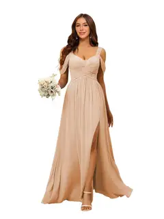 A-Line/Princess Chiffon Sweetheart Sleeveless Floor-Length Bridesmaid Dresses — view 30