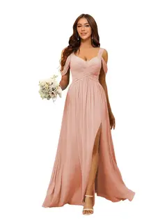 A-Line/Princess Chiffon Sweetheart Sleeveless Floor-Length Bridesmaid Dresses — view 31