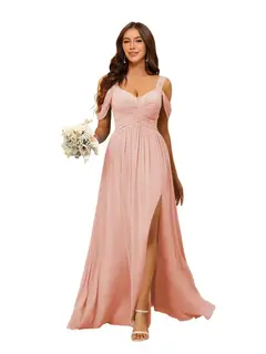 A-Line/Princess Chiffon Sweetheart Sleeveless Floor-Length Bridesmaid Dresses — view 33