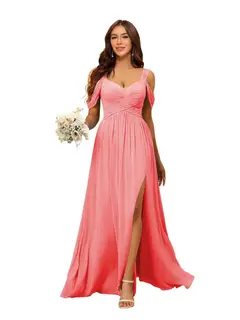 A-Line/Princess Chiffon Sweetheart Sleeveless Floor-Length Bridesmaid Dresses — view 34