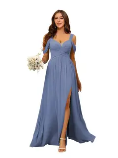 A-Line/Princess Chiffon Sweetheart Sleeveless Floor-Length Bridesmaid Dresses — view 37
