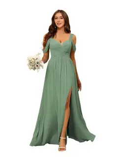 A-Line/Princess Chiffon Sweetheart Sleeveless Floor-Length Bridesmaid Dresses — view 38