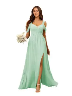 A-Line/Princess Chiffon Sweetheart Sleeveless Floor-Length Bridesmaid Dresses — view 40