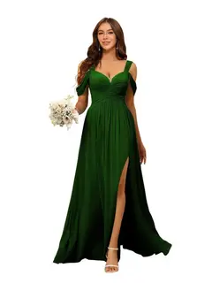 A-Line/Princess Chiffon Sweetheart Sleeveless Floor-Length Bridesmaid Dresses — view 42