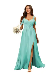 A-Line/Princess Chiffon Sweetheart Sleeveless Floor-Length Bridesmaid Dresses — view 43
