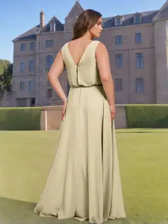 A-Line/Princess Scoop Neck Sleeveless Floor-Length Chiffon Plus Size Bridesmaid Dress — view 2