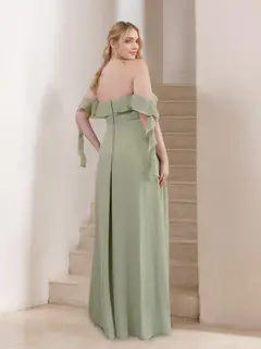 A-Line/Princess Off-the-Shoulder Floor-Length Plus Size Unique Bridesmaid Dresses — view 2