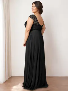 A-Line/Princess Jewel Neck Sleeveless Floor-Length Long Bridesmaid Dresses with Lace — view 4