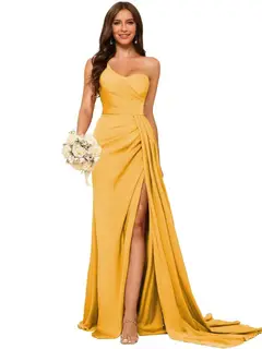 A-Line/Princess Satin One-shoulder Sleeveless Floor-Length Bridesmaid Dresses — view 39