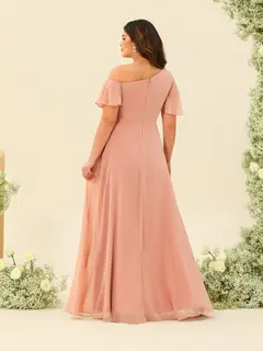 A-Line/Princess One-Shoulder Floor-Length Split Side Plus Size Bridesmaid Dresses — view 2