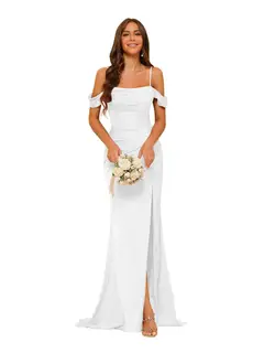 Mermaid/Trumpet Satin Off-the-Shoulder Sleeveless Floor-Length Bridesmaid Dresses — view 4