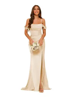 Mermaid/Trumpet Satin Off-the-Shoulder Sleeveless Floor-Length Bridesmaid Dresses — view 21