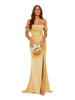 Mermaid/Trumpet Satin Off-the-Shoulder Sleeveless Floor-Length Bridesmaid Dresses — view 25