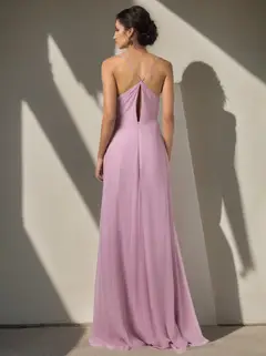 A-Line/Princess Spaghetti Straps Sleeveless Floor-Length Bridesmaid Dresses with Split Side — LV69140021 — view 2