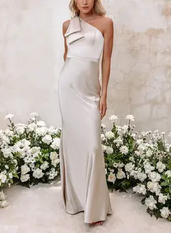 Sheath/Column One-Shoulder Floor-length Long Bridesmaid Dresses — LV41092661 — view 3