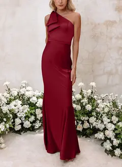 Sheath/Column One-Shoulder Floor-length Long Bridesmaid Dresses — LV41092661 — view 8