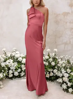 Sheath/Column One-Shoulder Floor-length Long Bridesmaid Dresses — LV41092661 — view 9