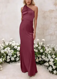 Sheath/Column One-Shoulder Floor-length Long Bridesmaid Dresses — LV41092661 — view 10