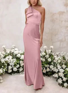 Sheath/Column One-Shoulder Floor-length Long Bridesmaid Dresses — LV41092661 — view 14