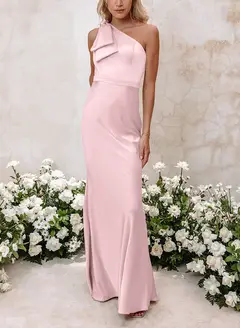 Sheath/Column One-Shoulder Floor-length Long Bridesmaid Dresses — LV41092661 — view 17
