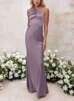 Sheath/Column One-Shoulder Floor-length Long Bridesmaid Dresses — LV41092661 — view 21