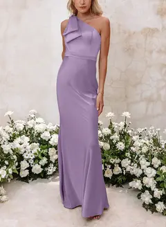 Sheath/Column One-Shoulder Floor-length Long Bridesmaid Dresses — LV41092661 — view 22