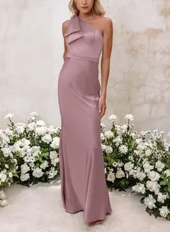 Sheath/Column One-Shoulder Floor-length Long Bridesmaid Dresses — LV41092661 — view 23