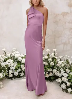 Sheath/Column One-Shoulder Floor-length Long Bridesmaid Dresses — LV41092661 — view 24