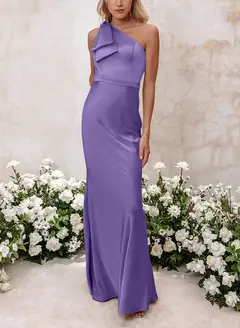 Sheath/Column One-Shoulder Floor-length Long Bridesmaid Dresses — LV41092661 — view 27