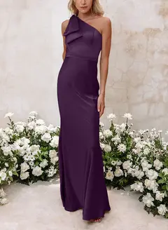 Sheath/Column One-Shoulder Floor-length Long Bridesmaid Dresses — LV41092661 — view 29
