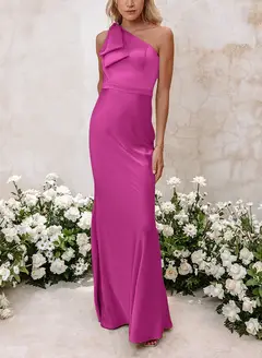 Sheath/Column One-Shoulder Floor-length Long Bridesmaid Dresses — LV41092661 — view 31