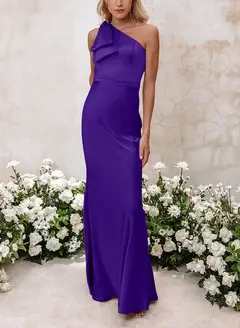 Sheath/Column One-Shoulder Floor-length Long Bridesmaid Dresses — LV41092661 — view 32