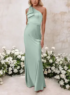 Sheath/Column One-Shoulder Floor-length Long Bridesmaid Dresses — LV41092661 — view 38