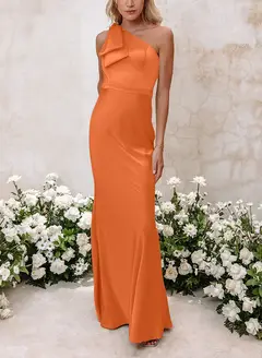 Sheath/Column One-Shoulder Floor-length Long Bridesmaid Dresses — LV41092661 — view 45