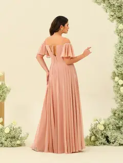 A-Line/Princess Floor-Length Off-the-Shoulder Plus Size Bridesmaid Dresses — view 2