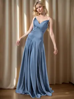 A-Line/Princess Spaghetti Straps Sleeveless Floor-Length Bridesmaid Dresses — LV59997749 — view 1