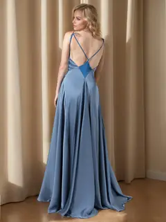 A-Line/Princess Spaghetti Straps Sleeveless Floor-Length Bridesmaid Dresses — LV59997749 — view 2