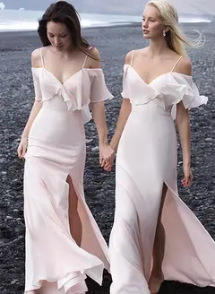 Sheath/Column Spaghetti Straps Floor-length Long Bridesmaid Dresses — LV04967477 — view 1