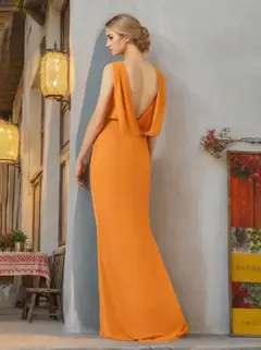 A-Line/Princess Round Neck Sleeveless Floor-Length Bridesmaid Dresses with Split Side — view 2