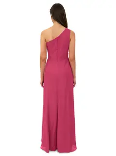 A-Line/Princess One Shoulder Sleeveless Floor-Length Bridesmaid Dresses with Split — view 2