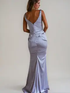 Trumpet/Mermaid Cowl Neck Sleeveless Floor-Length Ruched Bridesmaid Dresses — view 2